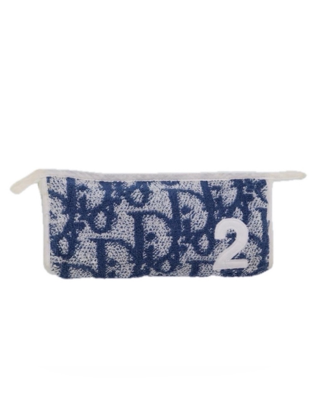 DIOR VTG Y2K Trotter No. 2 Clutch Pouch Bag Logo Cotton Terry Blue White Y2K
